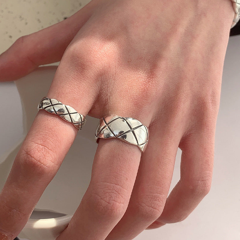 Wide Silver Quilted Ring