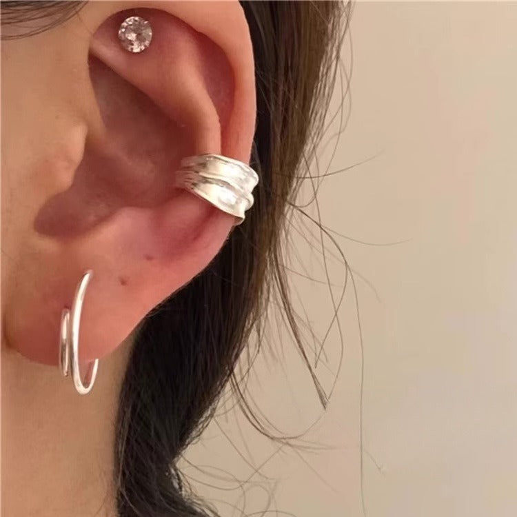Silver Wide-Band Clip Earring