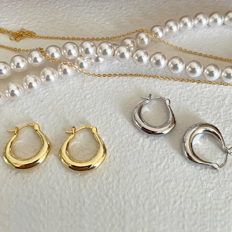 Liquid Drop Huggie Earrings