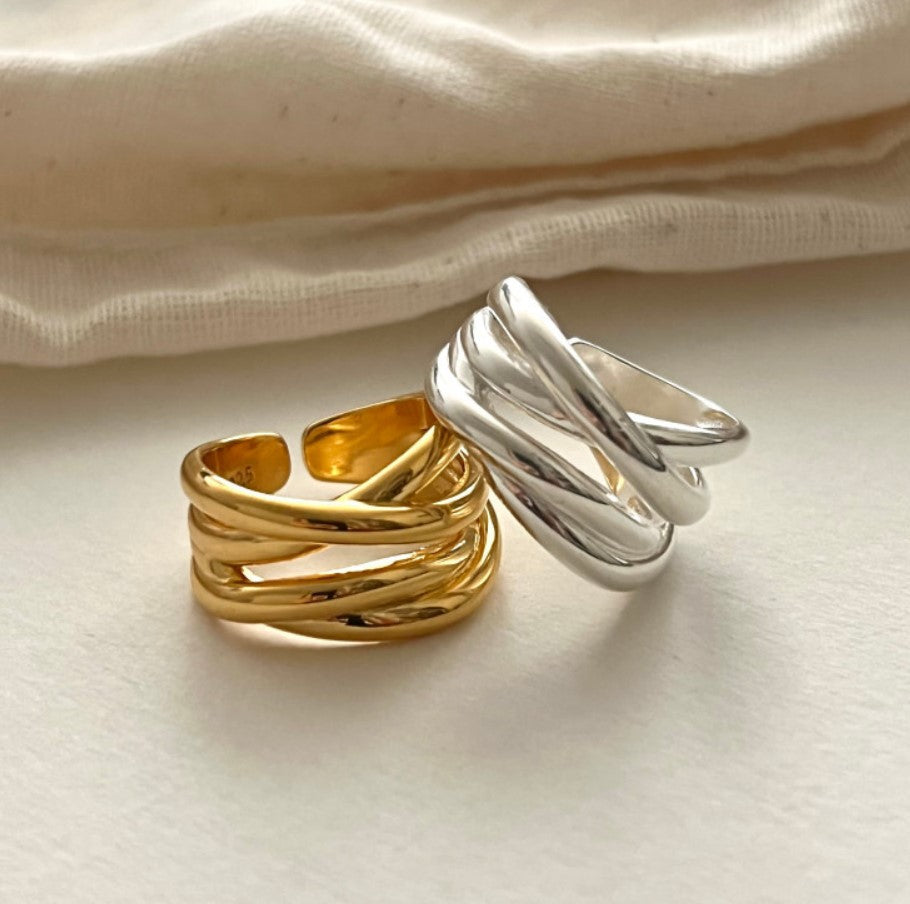 Intersection Ring-Silver/18K Gold