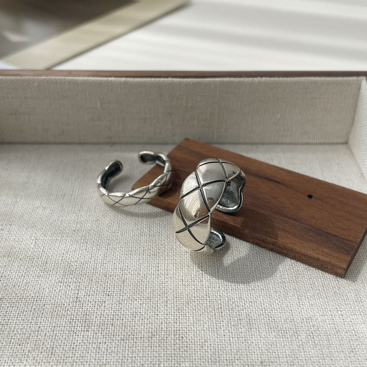 Wide Silver Quilted Ring