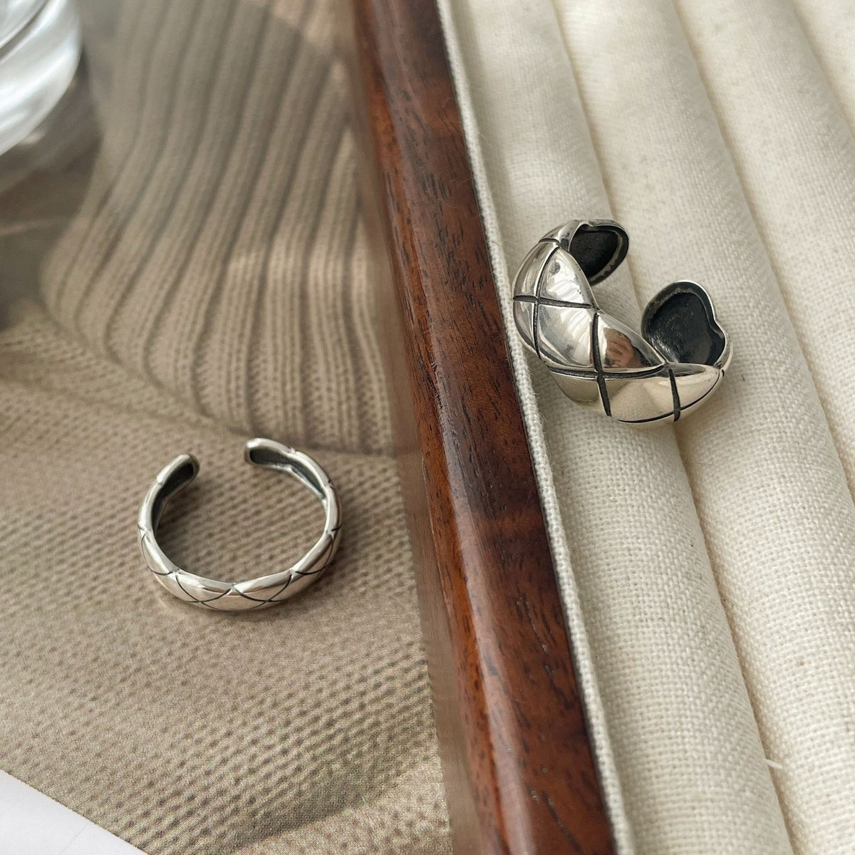 Wide Silver Quilted Ring