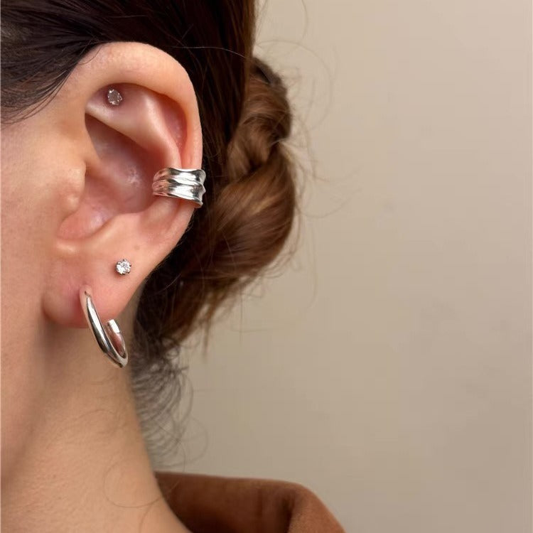 Silver Wide-Band Clip Earring