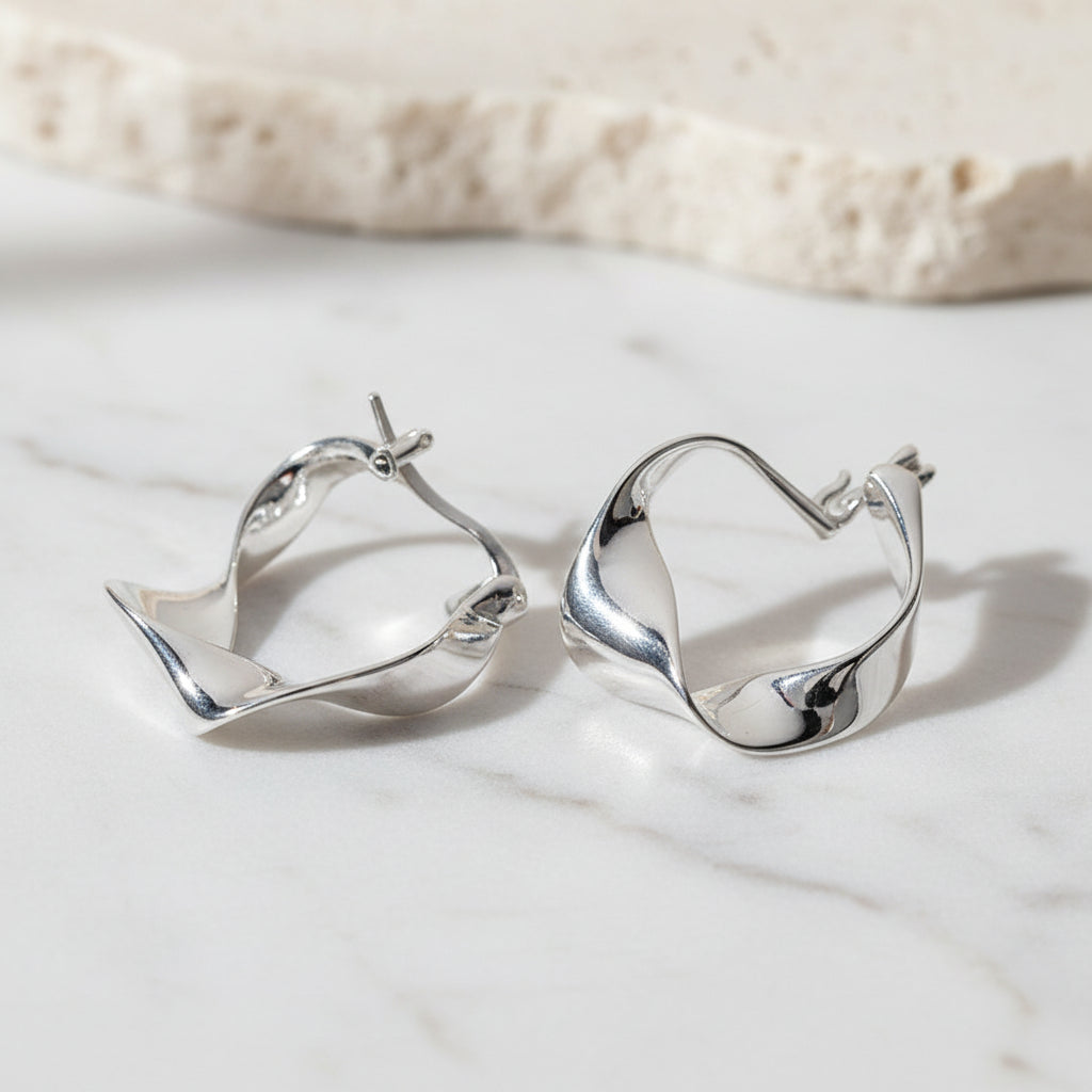 Sculptural Silver Ear Cuffs