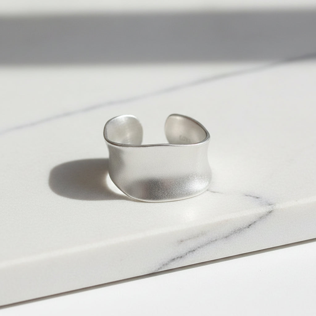 Silver Matte Wide Band Ring