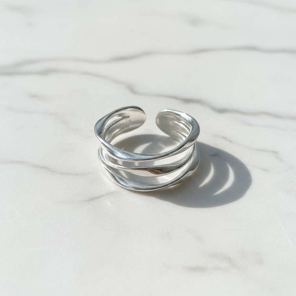 Triple Silver Lacework Ring