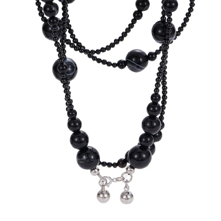 Onyx Sphere Long Necklace