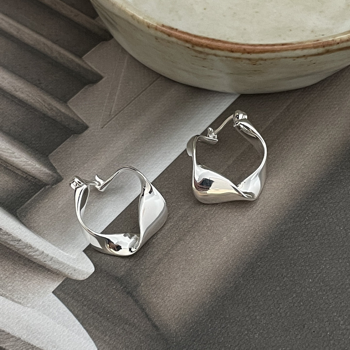 Sculptural Silver Ear Cuffs
