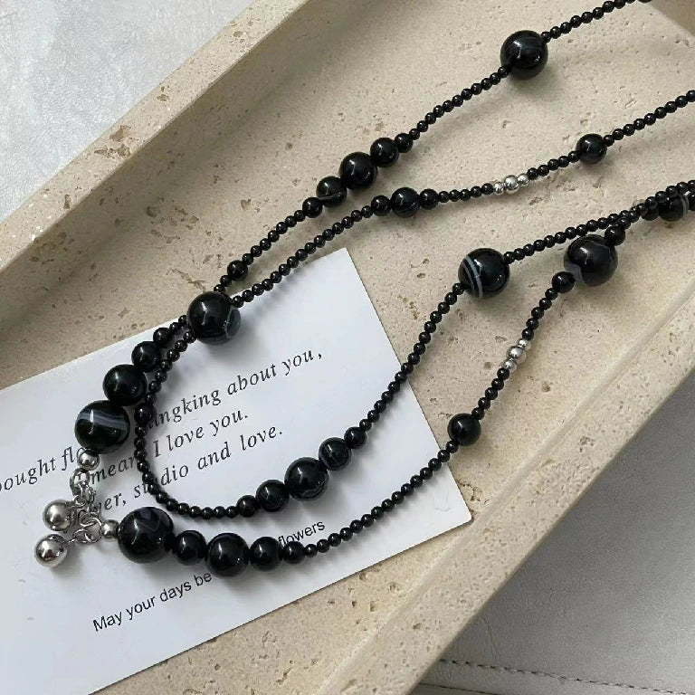 Onyx Sphere Long Necklace