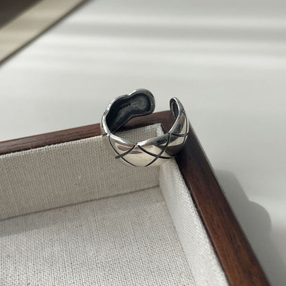 Wide Silver Quilted Ring