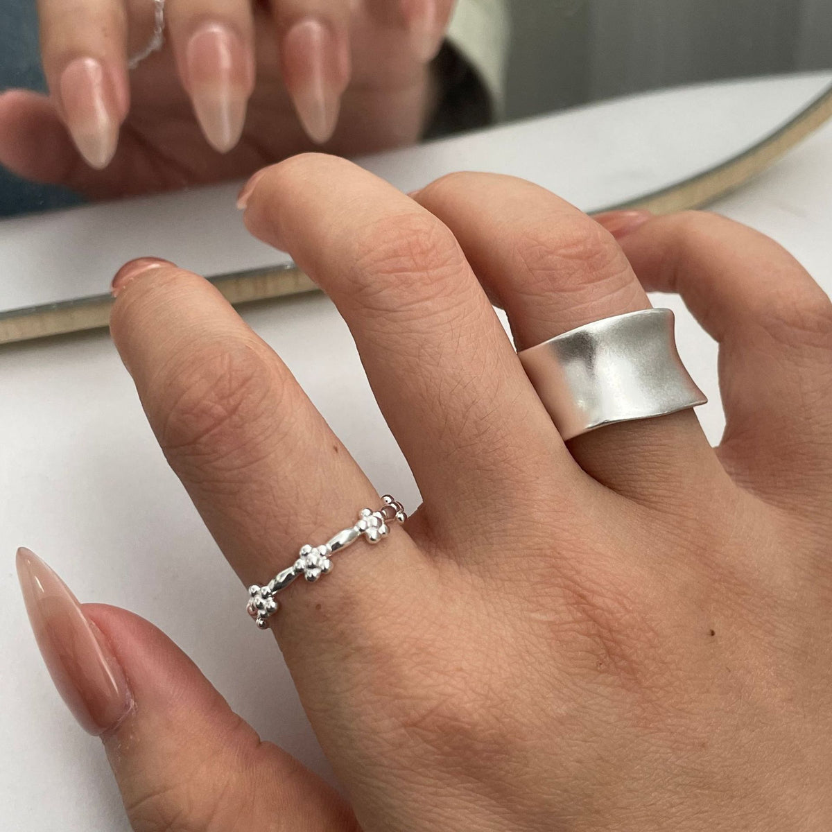 Silver Matte Wide Band Ring