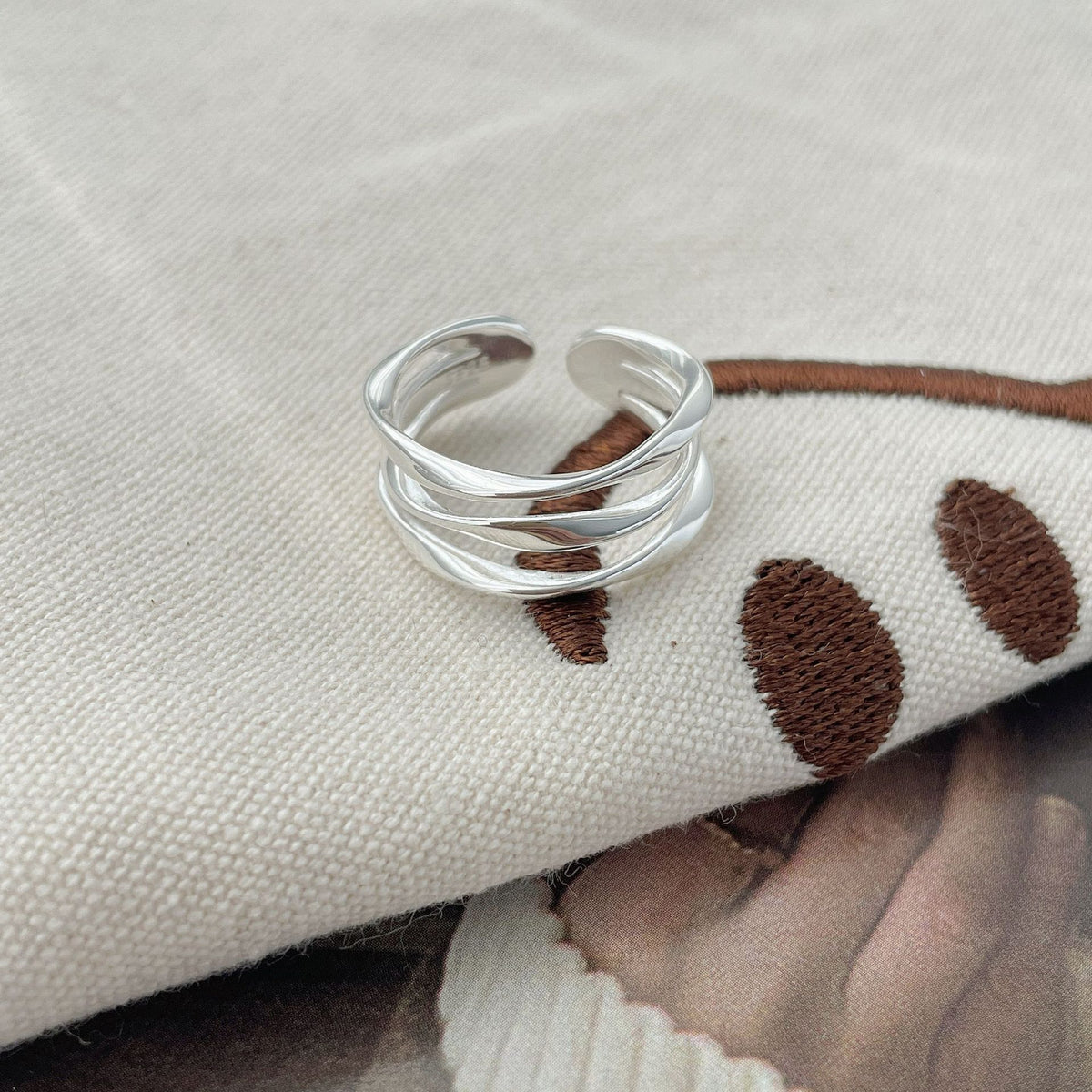 Triple Silver Lacework Ring