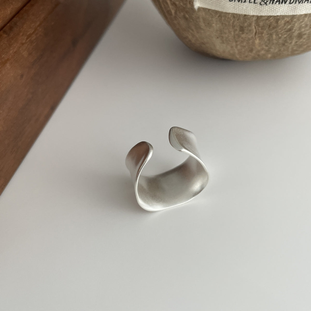 Silver Matte Wide Band Ring