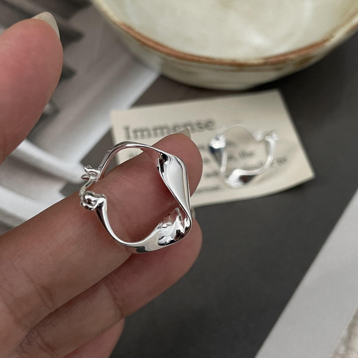 Sculptural Silver Ear Cuffs