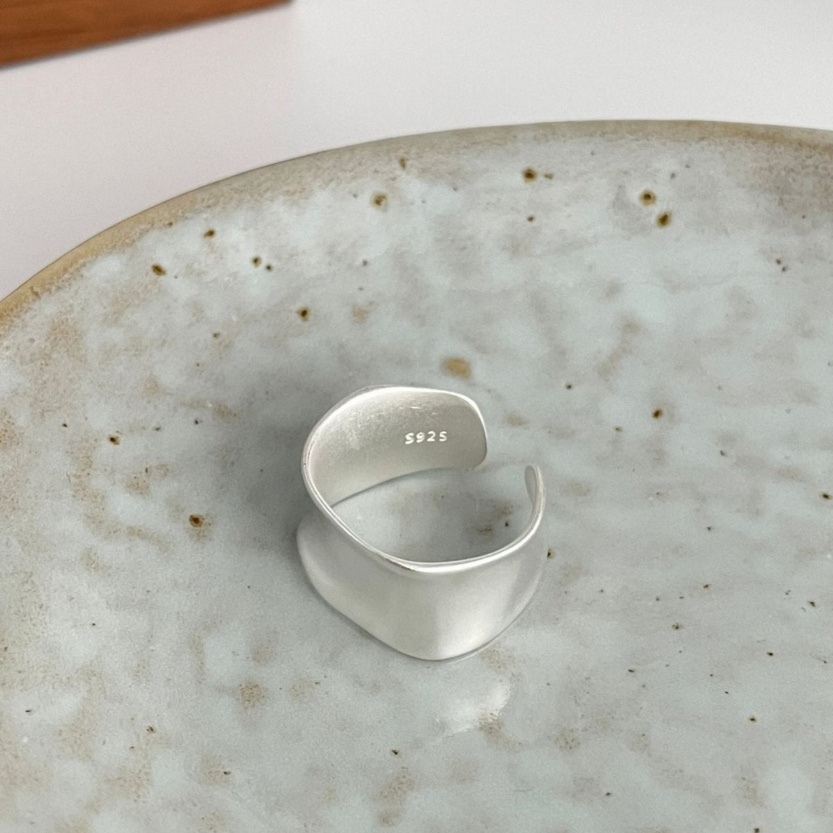 Silver Matte Wide Band Ring