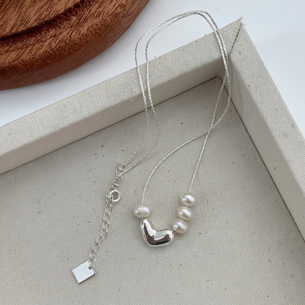 Silver Love Freshwater Pearl Necklace