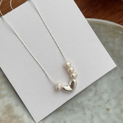 Silver Love Freshwater Pearl Necklace