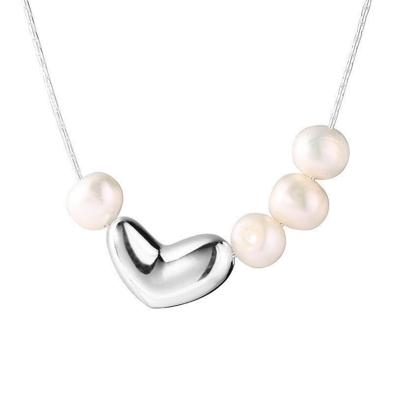 Silver Love Freshwater Pearl Necklace