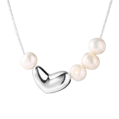 Silver Love Freshwater Pearl Necklace