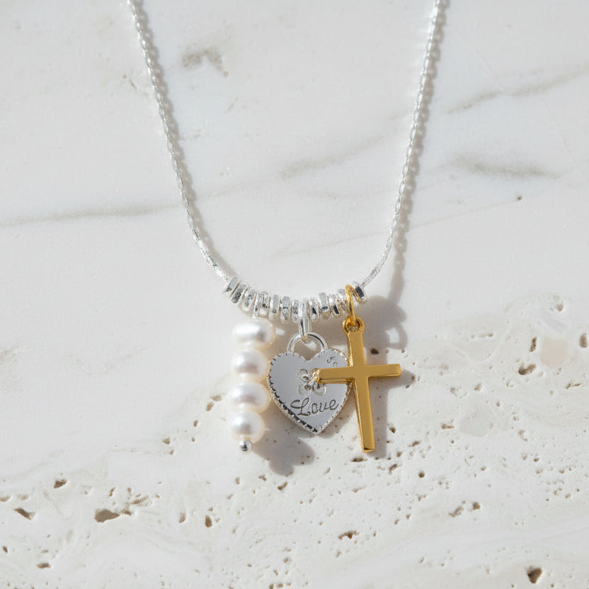 Trinity Pendant Necklace — Silver & Freshwater Pearl