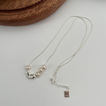 Silver Love Freshwater Pearl Necklace
