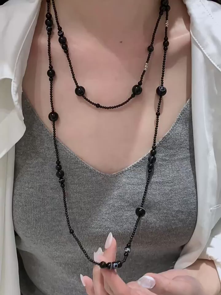 Onyx Sphere Long Necklace