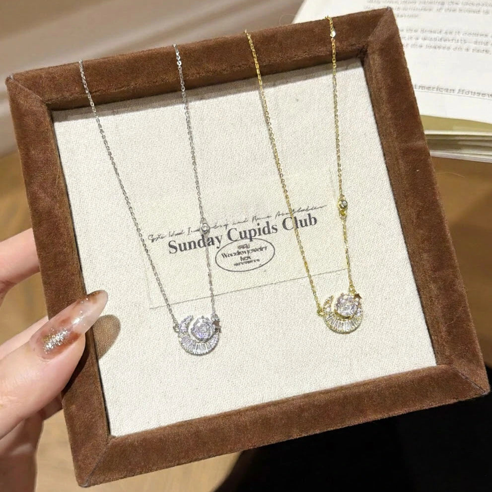 Rose-Cut Star Moon Pendant